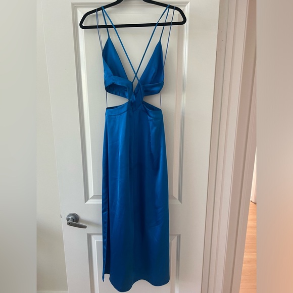Zara Blue Silk Midi Dress - Picture 4 of 4
